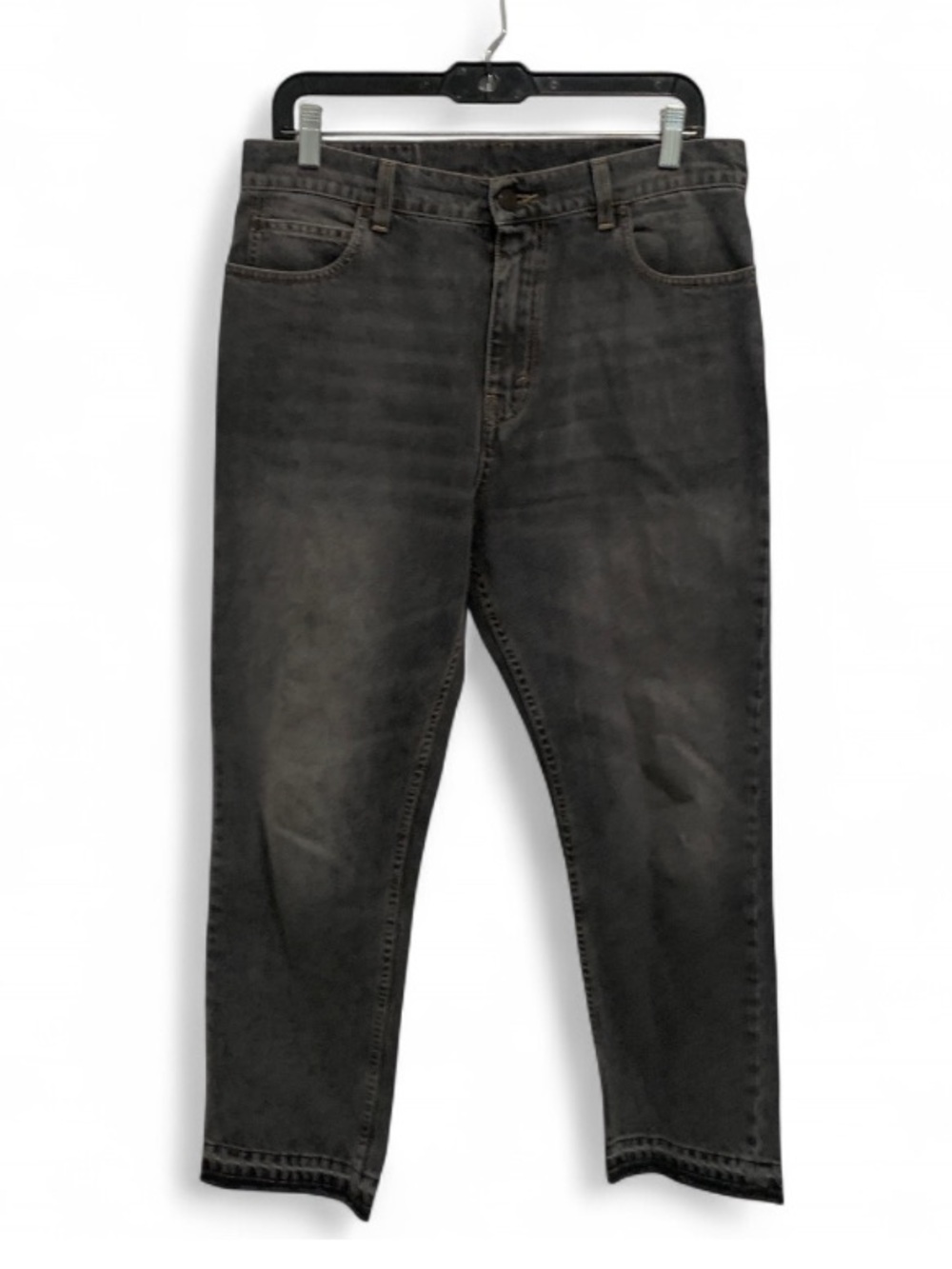 Stella McCartney Washed Black Frayed Hems Straight Jeans